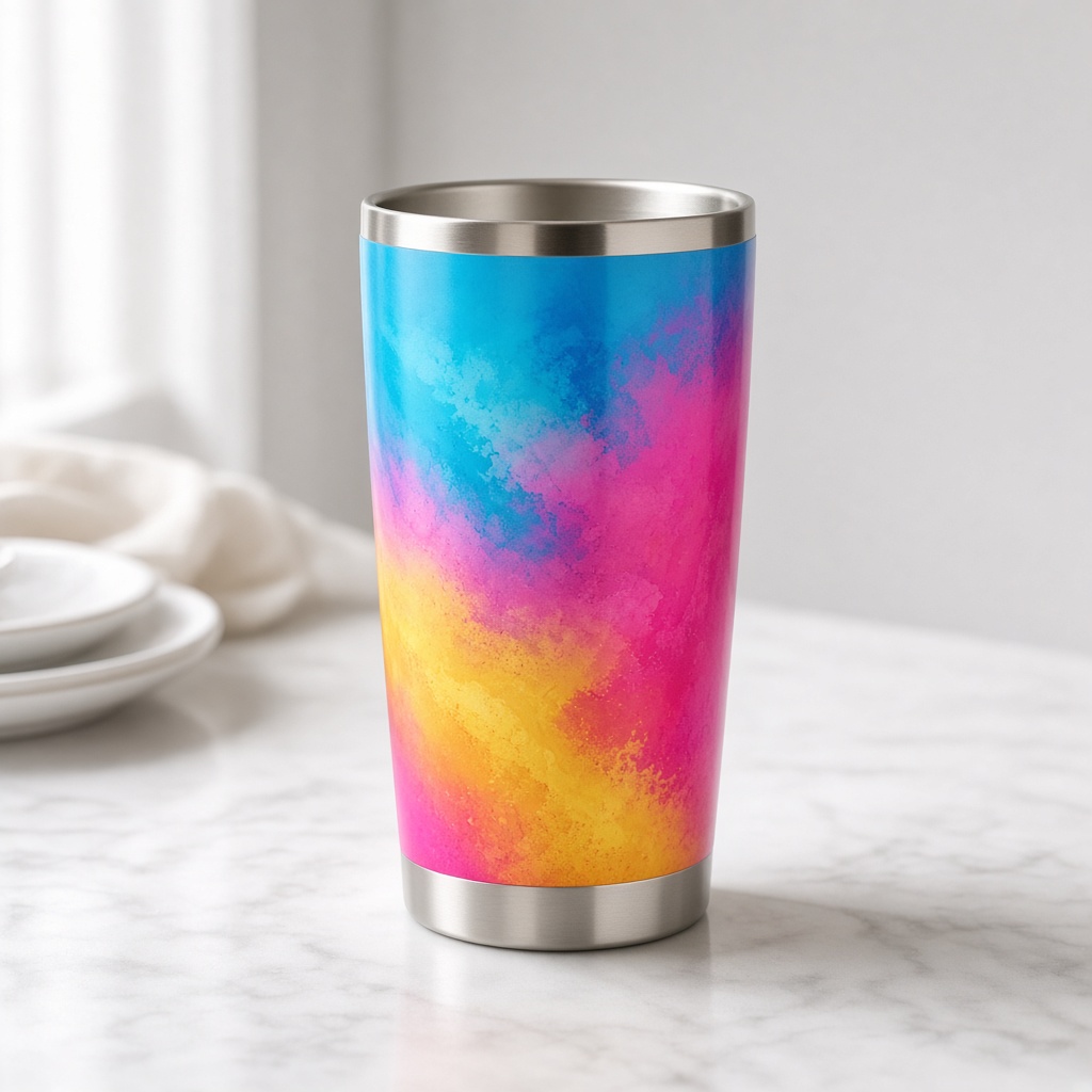 Termo de acero con wrap degradado por sublimación